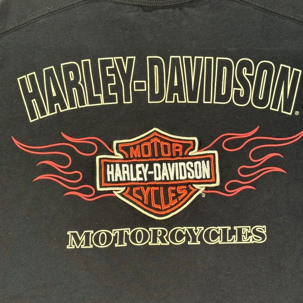 Harley-Davidson Men's Long Sleeve Tee Shirt Size M Black Red Lettering Cotton